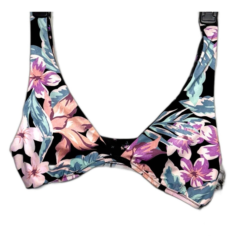 Billabong Nights In Paradise Reversible Top Floral Black Size Large NWT - Picture 2 of 6